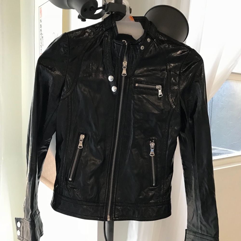 Dolce & Gabbana black leather glossy jacket